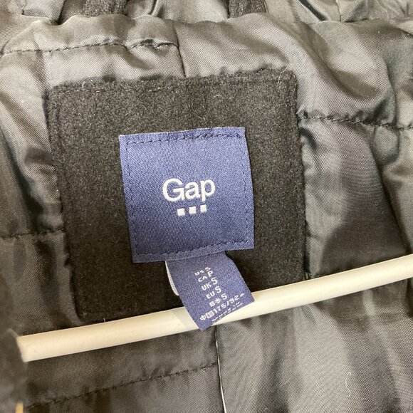 NWT Gap Womens Sz S Wool Duffle Coat W/ Hood Toggle Buttons Black Pea Coat - Picture 4 of 12